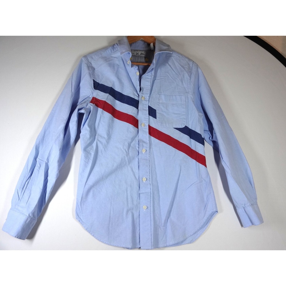 Five Four Button Down Shirt S Blue Diagonal Stripe Oxford‎ Prep Nautical Coastal